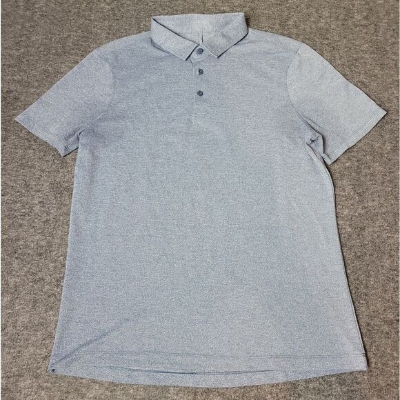 Lululemon Men's  Polo Shirt Size M Short-Sleeve 3-Button Light Blue - Picture 1 of 9